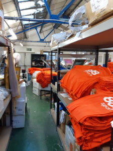 Piles of stock that have been screen printed